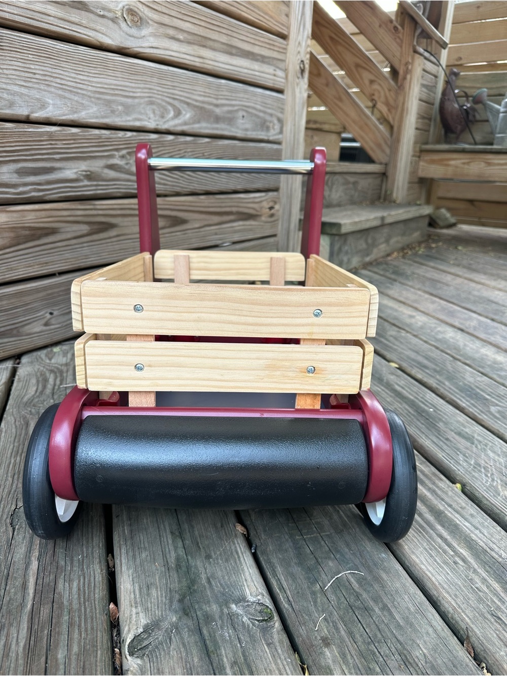 Radio Flyer Red Wooden Ride-On Wagon Walker with Natural Crate - Picture 3 of 6